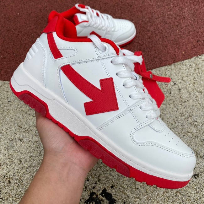 OFF-WHITE Out Of Office OOO Low Tops White Red