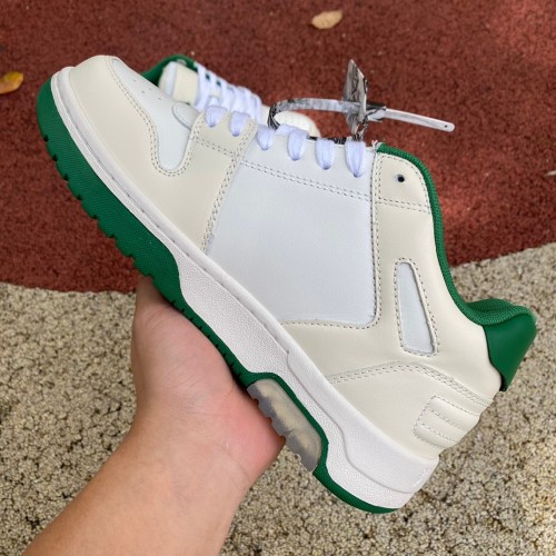 OFF-WHITE Out Of Office OOO Low Tops White Green