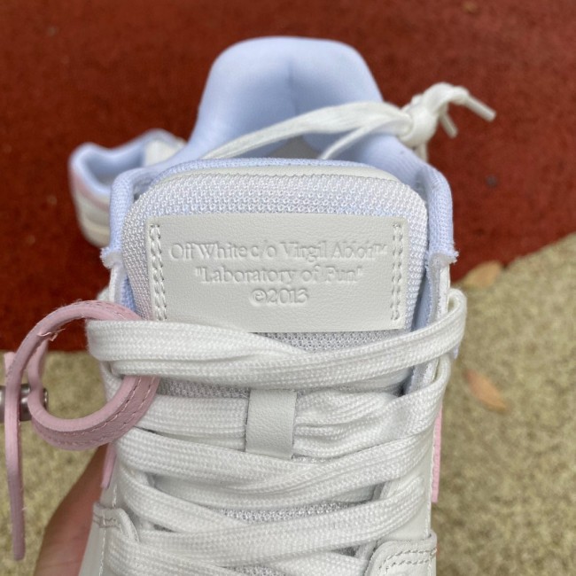 OFF-WHITE Out Of Office OOO Low Tops White Pink