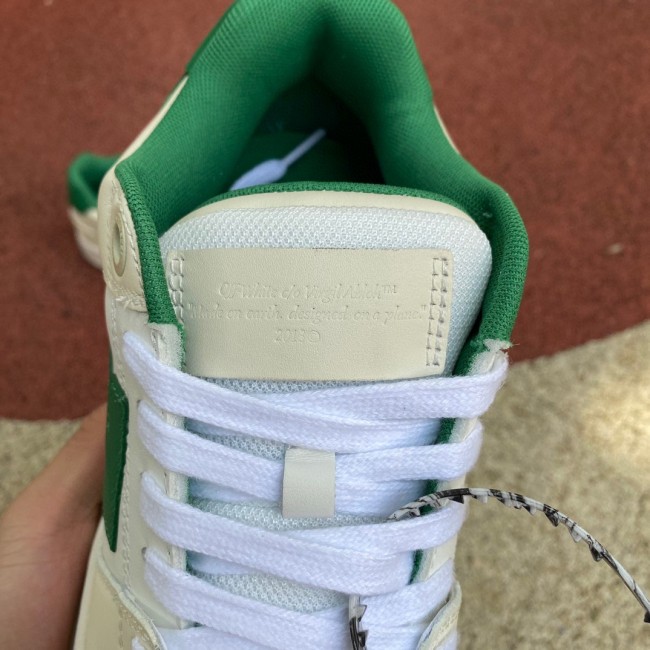 OFF-WHITE Out Of Office OOO Low Tops White Green