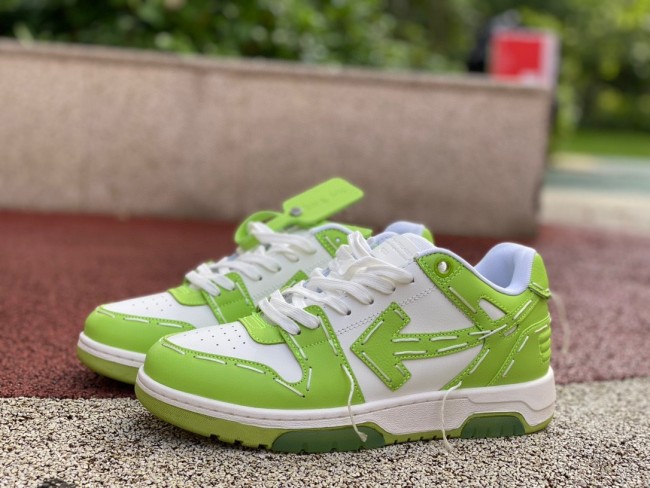 OFF-WHITE Out Of Office OOO Low Sartorial Stitchin White  Grass Green