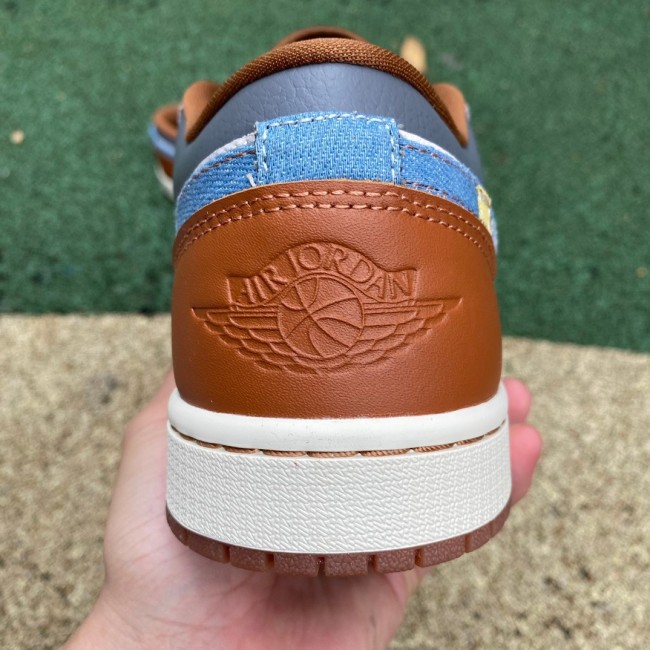 Air Jordan 1 Low SE Phantom Repaired Denim Swoosh