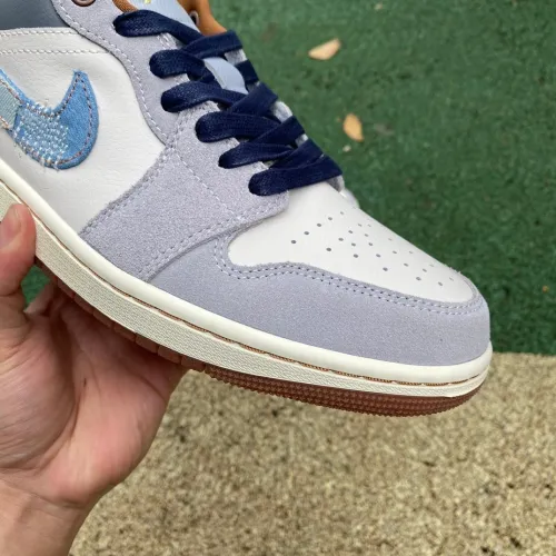 Air Jordan 1 Low SE Phantom Repaired Denim Swoosh