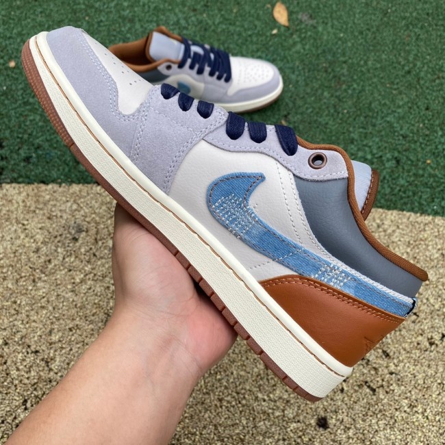 Air Jordan 1 Low SE Phantom Repaired Denim Swoosh
