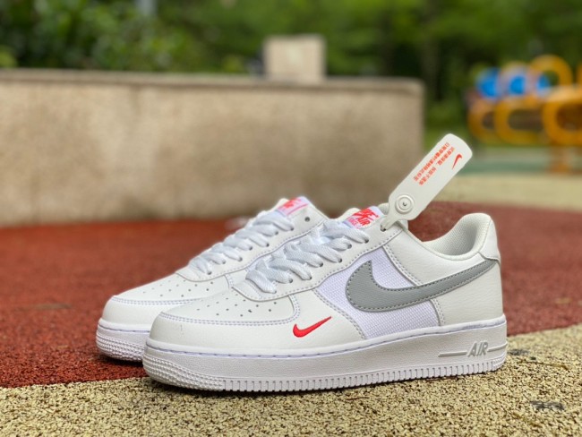 Air Force 1 Low White Wolf Grey Crimson Mini Swoosh