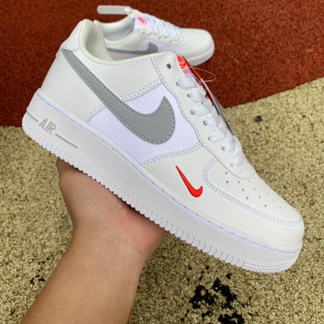 Air Force 1 Low White Wolf Grey Crimson Mini Swoosh