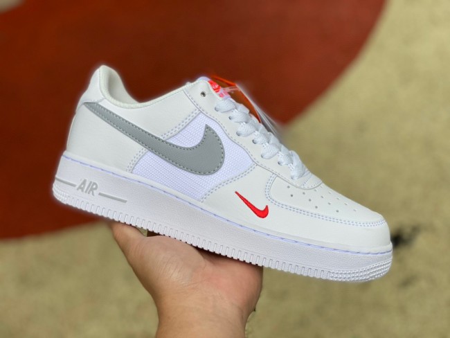 Air Force 1 Low White Wolf Grey Crimson Mini Swoosh