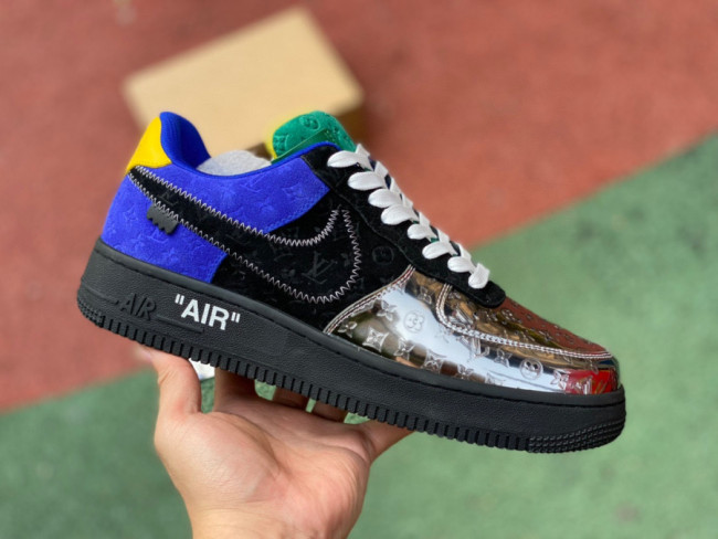 Louis Vuitton Nike Air Force 1 Low By Virgil Abloh Black Metallic Silver