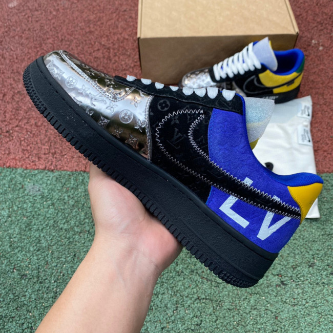 Louis Vuitton Nike Air Force 1 Low By Virgil Abloh Black Metallic Silver