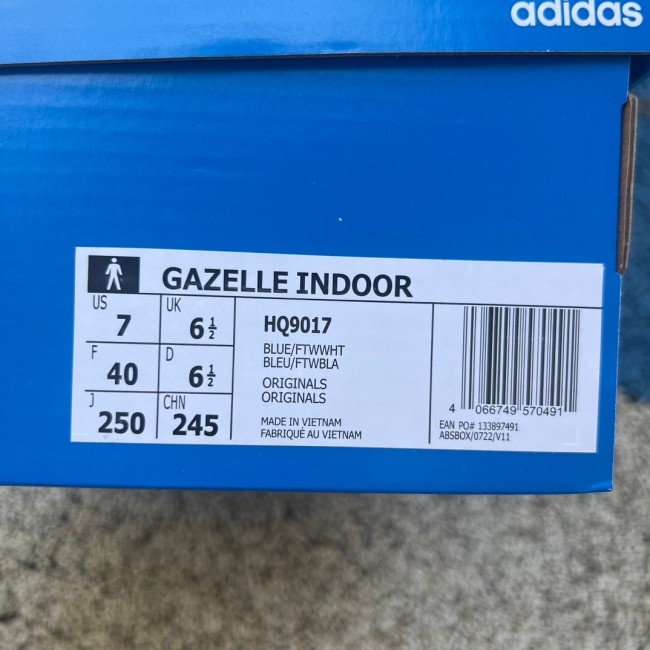Adidas Gazelle Indoor Preloved Blue White Gum
