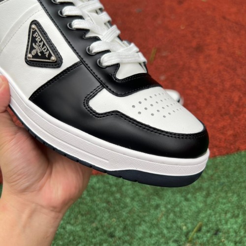 Prada Downtown Low Top Sneakers Leather White Black