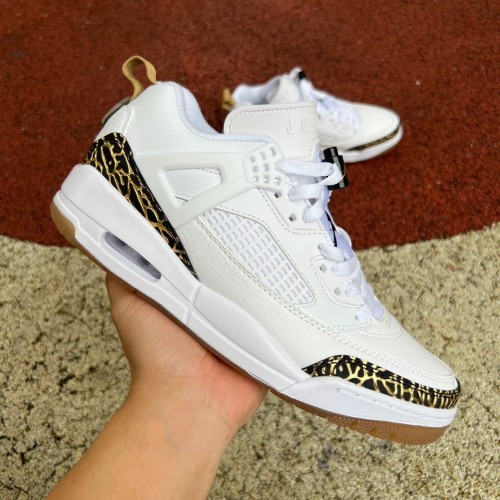Jordan Spizike Low White Metallic Gold