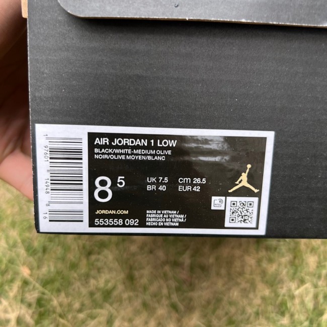 Air Jordan 1 Low Black Toe Medium Olive