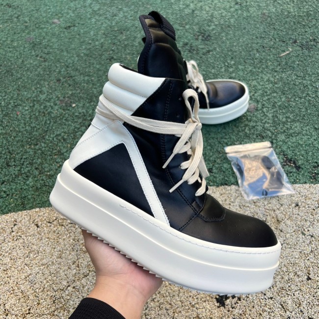 Rick Owens Hollywood Mega Bumper Geobasket High Black Milk