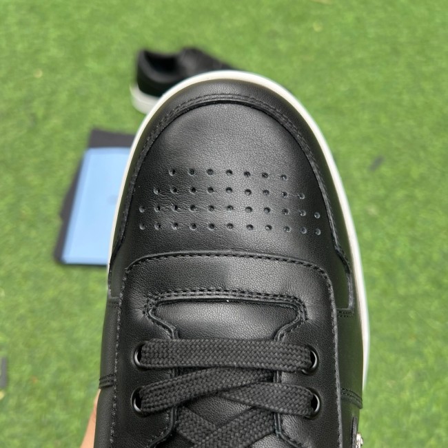 Prada Downtown Low Top Sneakers Leather Black Black White