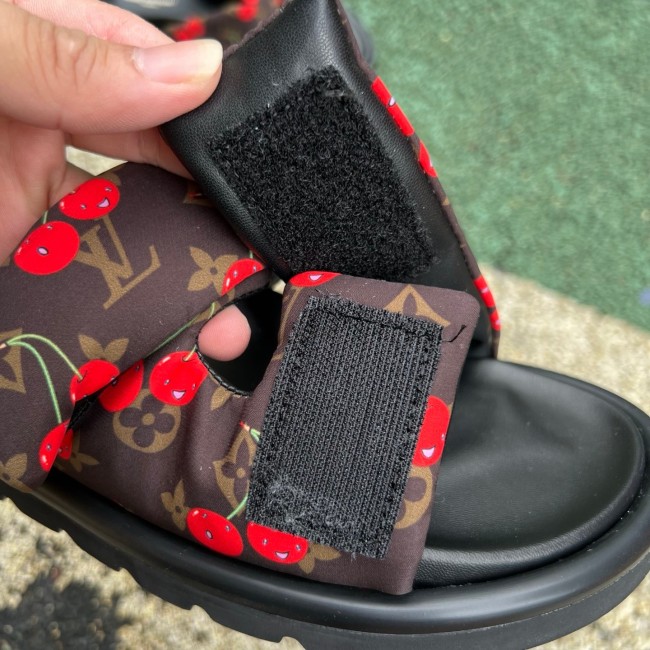 Louis Vuitton Cherry Pool Pillow Flat Comfort Mule x Takashi Murakami Brown Monogram Cherry