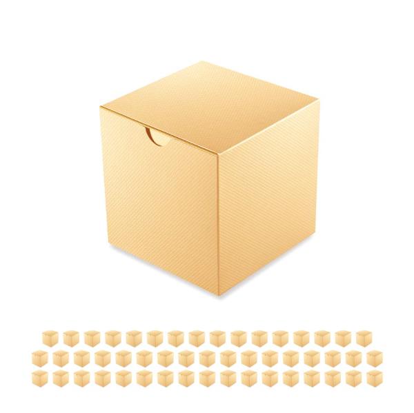 50 Gift Boxes 4x4x4 Inches, Paper Gift Boxes with Lids for Crafting, Gift Ornaments, Cupcakes, Candles, Wedding Favor Boxes, Glossy Gold, Textured Finish