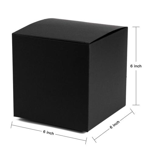 20Pcs Recycled Gift Boxes - 6 x 6 x 6 inches Black Paper Box Kraft Cardboard Boxes with Lids for Party, Wedding, Gift Wrap