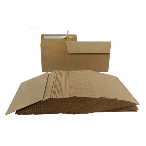Gooline Kraft Brown A1 Invitation Envelopes, 100 Pack 3.5 X 5 Inches Quick Self Seal envelopes，for Wedding, Graduation, Baby Shower, Greeting Card