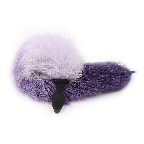 キツネテールシリコンアナルプラグ 紫色グラデーション狐尻尾