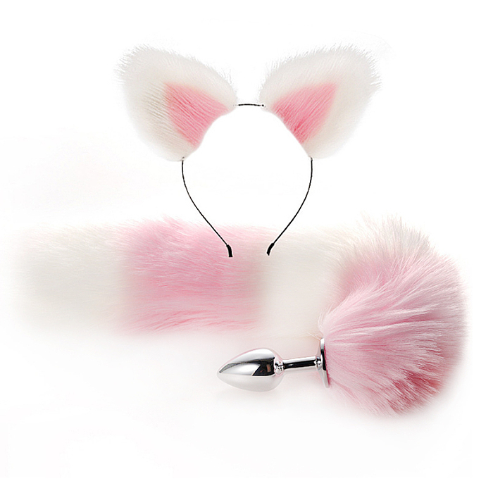 狐の耳と尻尾セット 四色選択可能 テールアナルプラグ