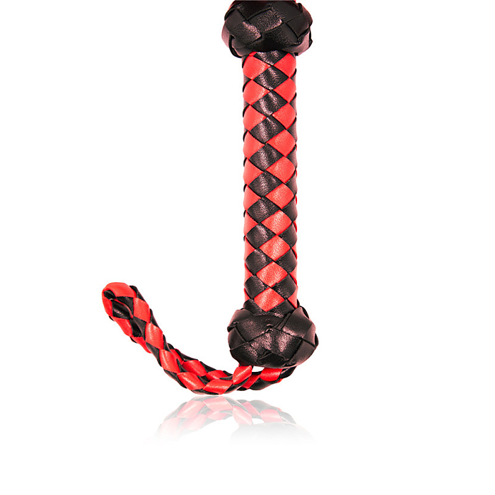 高級合成革製スパンキングバラ鞭 赤黒/黒