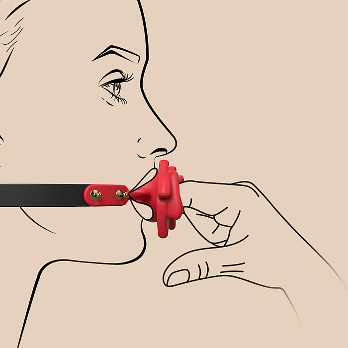 赤いシリコンリボンが可愛さを倍増したSM口枷 穴開閉可能