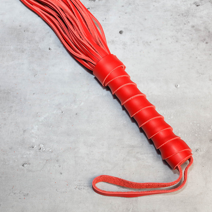 シンプル赤色本革お仕置きバラ鞭