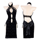 フロントでドロップ型に三つカットされたチャイナコスプレ