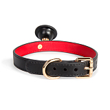洒落感が宿る革鈴付きの本革SM首輪 リード付き 黒赤