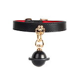 洒落感が宿る革鈴付きの本革SM首輪 リード付き 黒赤