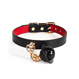 洒落感が宿る革鈴付きの本革SM首輪 リード付き 黒赤