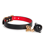 洒落感が宿る革鈴付きの本革SM首輪 リード付き 黒赤