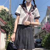 可愛いセーラー風半袖JK制服コスプレ グレー