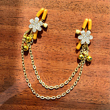 クリアクリスタルフラワーニップルクリップ チェーンタイプ