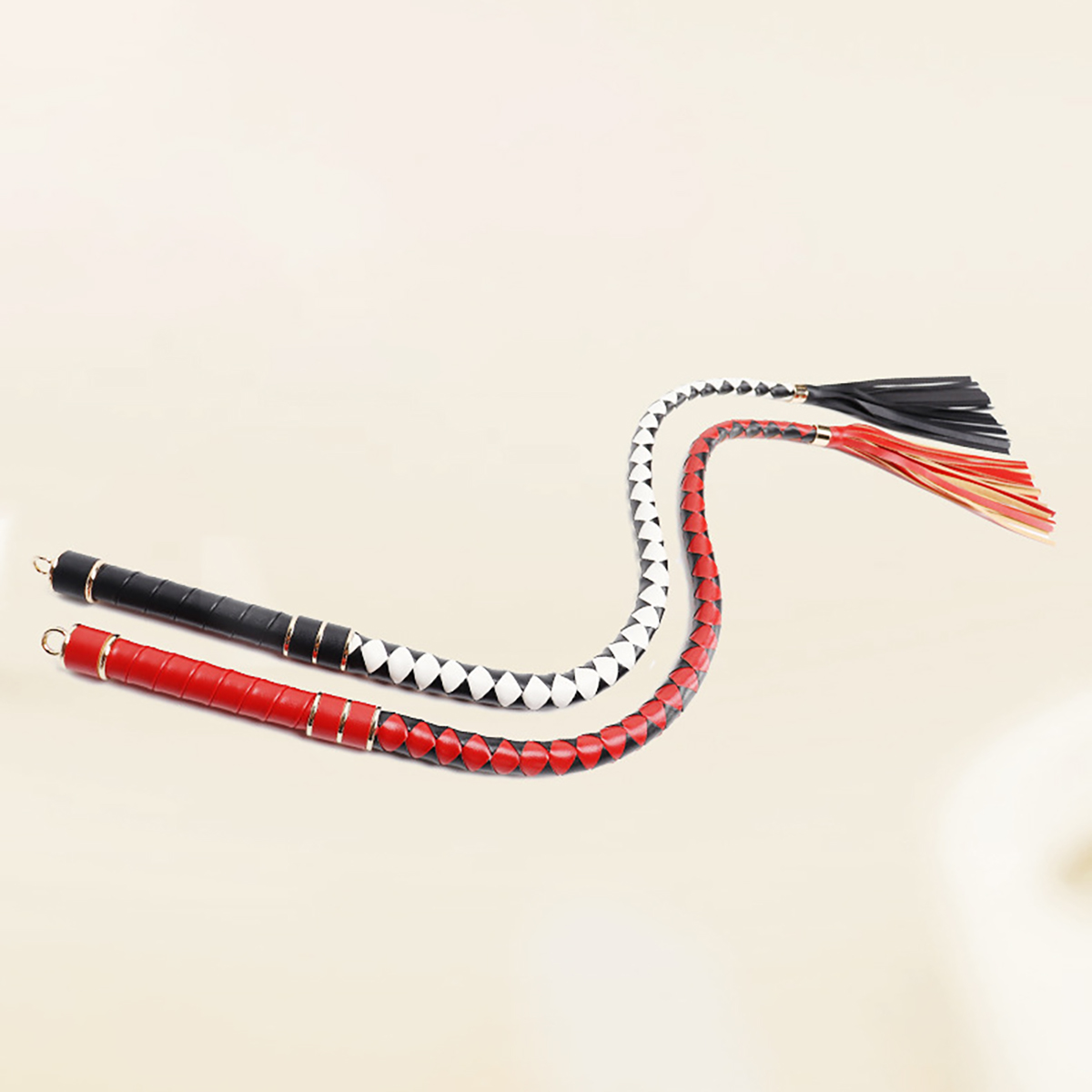 先端バラタイプ編み込み一本鞭 90cm 黒白/赤黒 女王様 スパンキング一