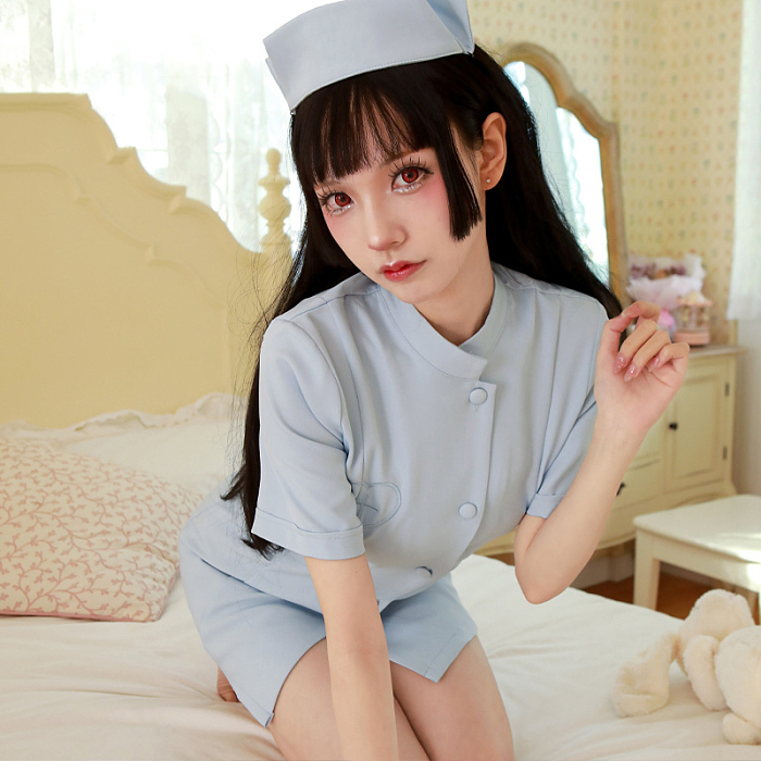 清楚なエロ看護師ナース服コスプレ ホワイト/ブルー【SEVENTY-THREE】