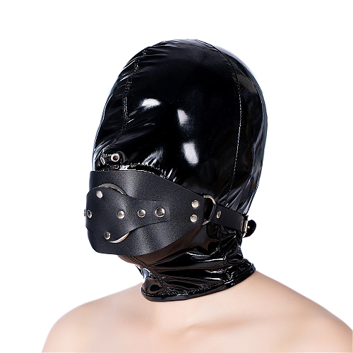 光沢感のある口オープンタイプエナメル全頭マスク