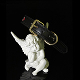 ハート型にくり抜かれた鈴付き本牛革拘束首輪 リード付き