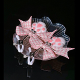 ふわふわで可愛い肉球のチェック柄リボンニップルクリップ