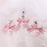 ふわふわで可愛い肉球のチェック柄リボンアナルプラグ