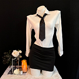 オープンクロッチ色っぽい秘書風セクシーコスプレ4点セット