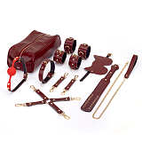 視覚から体までの自由を奪うSMスパンキング調教拘束具10点セット ワインレッド