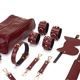 視覚から体までの自由を奪うSMスパンキング調教拘束具10点セット ワインレッド