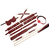 視覚から体までの自由を奪うSMスパンキング調教拘束具10点セット ワインレッド