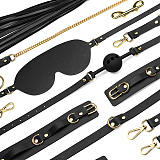 SMに必要なアイテム10点含むプレミアムな拘束具セット ブラック