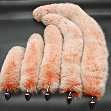 リボン付きのふわふわな尻尾付きのアナルプラグ オレンジ