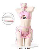 セクシーなセパレートエナメルねこガールコスプレ6点セット