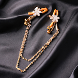 クリアクリスタルフラワーニップルクリップ チェーンタイプ