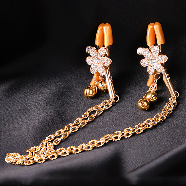 クリアクリスタルフラワーニップルクリップ チェーンタイプ